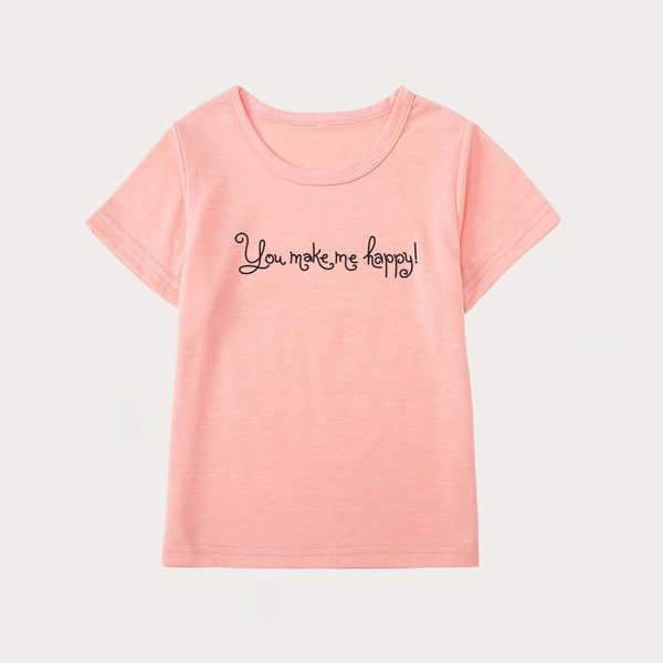 

Toddler Girls Slogan Graphic Tee, Coral pink