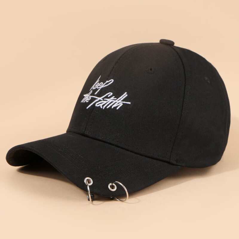 

Guys Slogan Embroidery Baseball Cap, Black