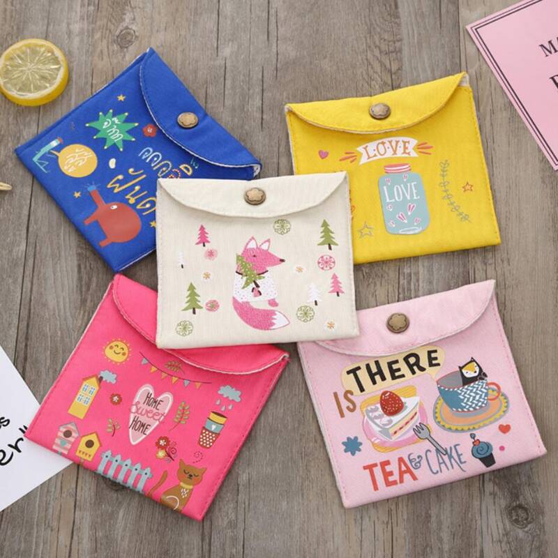 

1pc Random Cartoon Sanitary Napkin Storage Bag, Multicolor