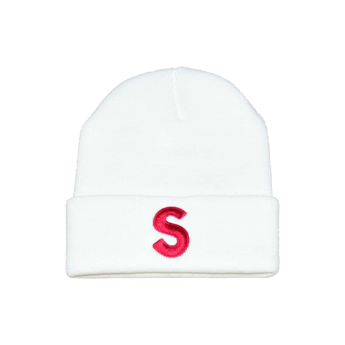 

Letter Embroidery Beanie, White