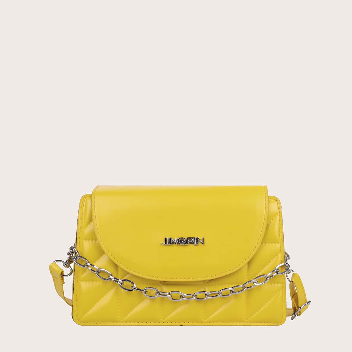

Quilted Flap Bag, Yellow