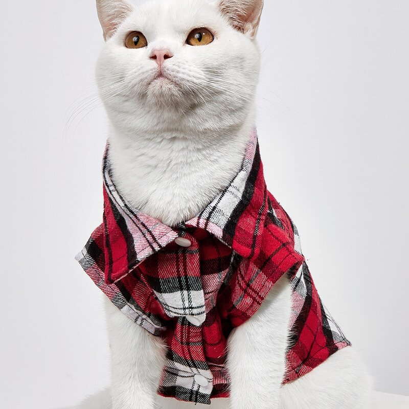 

Plaid Pet Shirt, Red and white