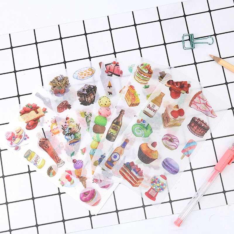 

6sheets Food Pattern Sticker, Multicolor