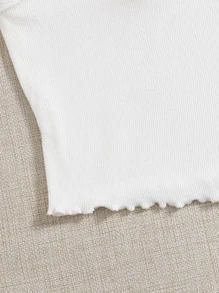 SHEIN MOD 蕾絲邊羅紋針織吊帶上衣 - 白色 - 查看 5