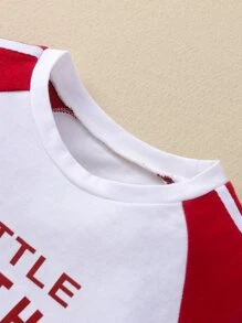 Baby Boy Slogan Graphic Raglan Sleeve Tee & Joggers - Red and White - View 3