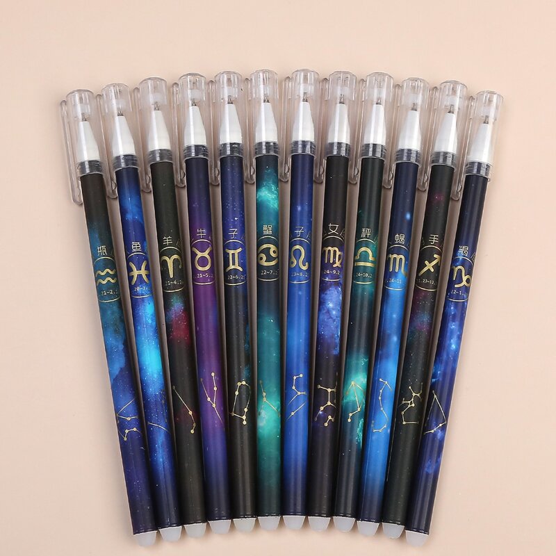 

12pcs Constellation Erasable Gel Pen, Black