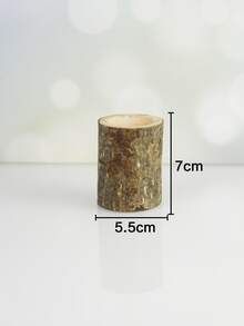 Tree Stump Design Wooden Candle Holder - Brown - View 2