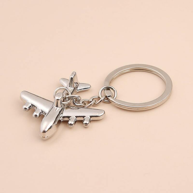 

1pc Airplane Keychain, Silver