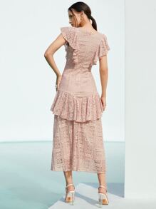 SHEIN 荷葉邊素色蕾絲洋裝