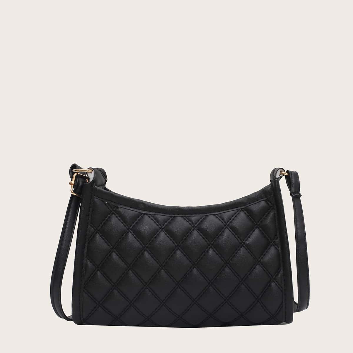 

Top Stitch Quilted Bag, Black