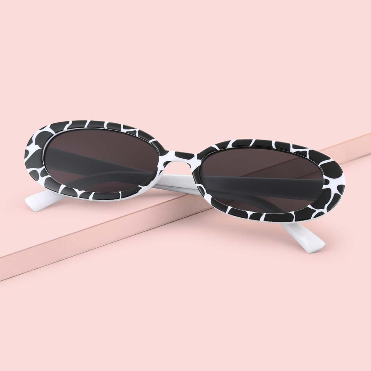 

Cow Print Oval Frame Sunglasses