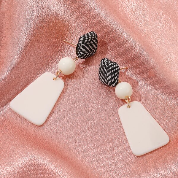 

Geo Decor Drop Earrings, Beige