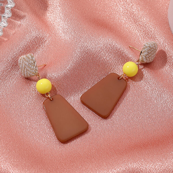 

Geo Decor Drop Earrings, Coffee brown