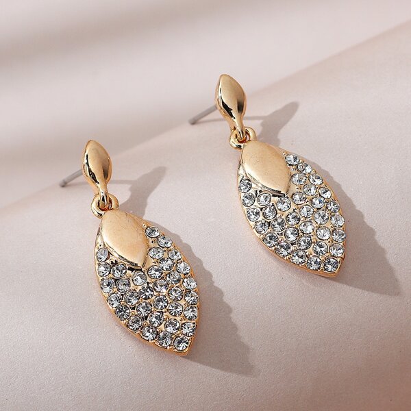 

Rhinestone Decor Drop Earrings, Gold