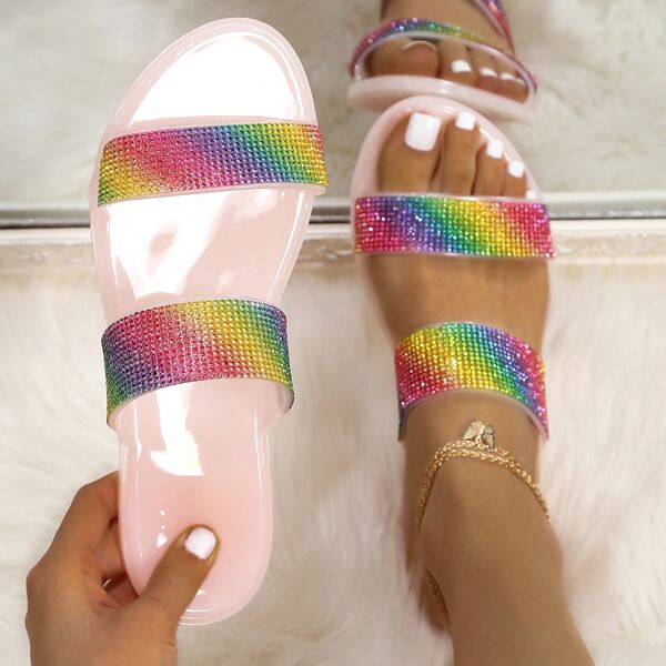 

Rainbow Rhinestone Decor Slides, Multicolor