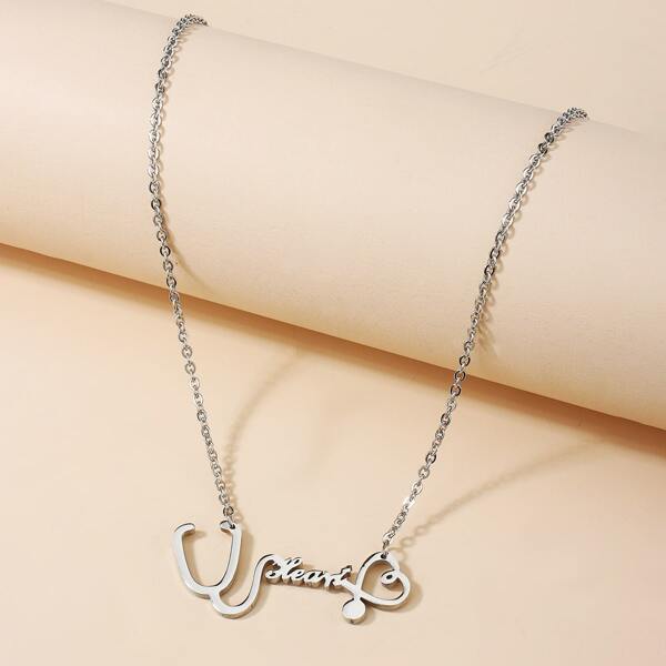 

Stainless Steel Stethoscope Pendant Necklace, Silver