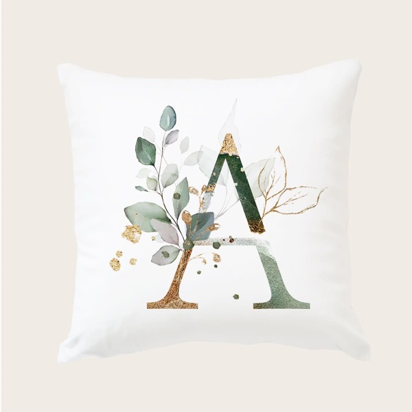 

1pc Alphabet Print Cushion Cover Without Filler, Multicolor