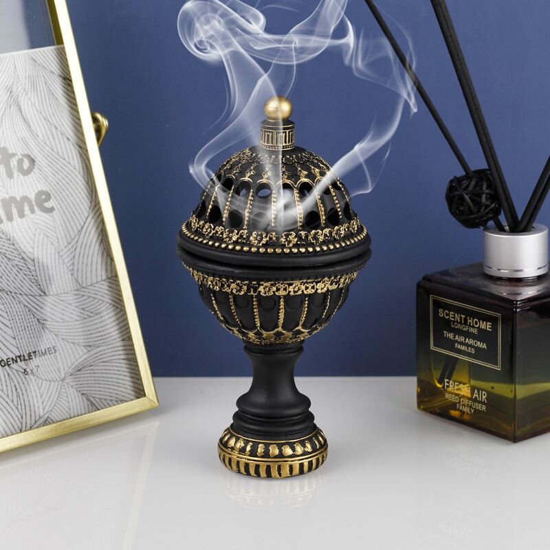 

Flower Pattern Incense Burner, Black