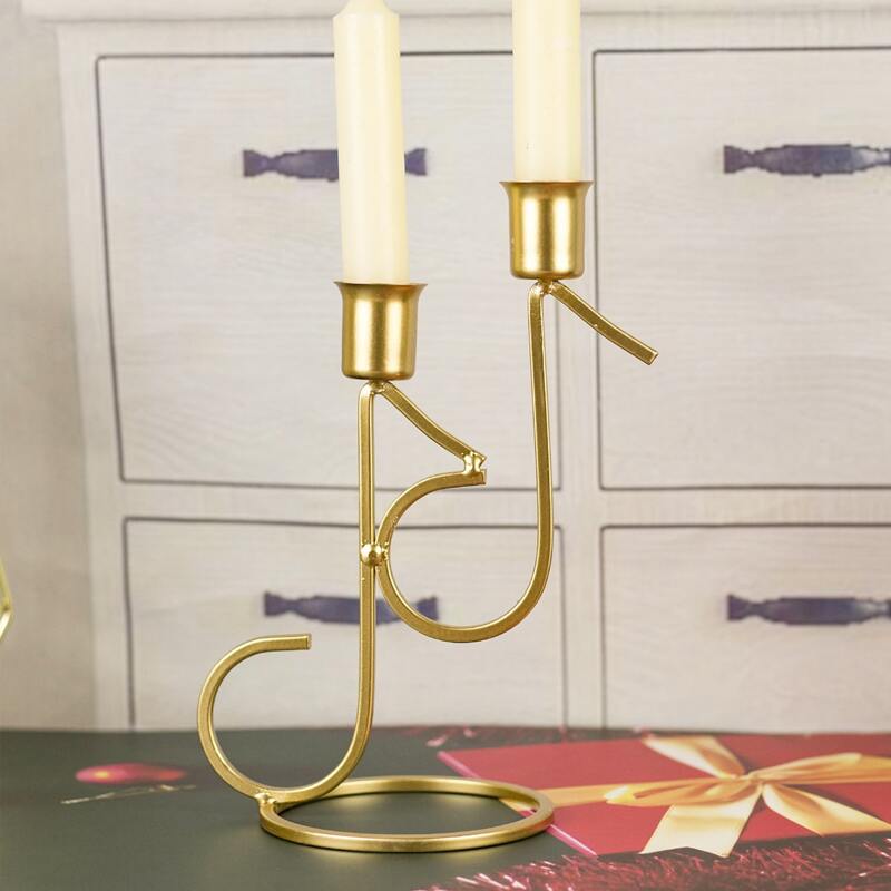 

1pc Iron Candle Holder, Gold