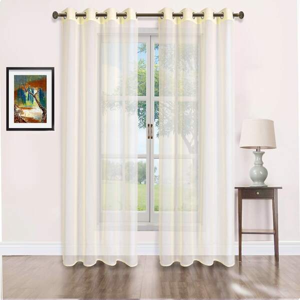 

Plain Single Panel Sheer Curtain, Yellow