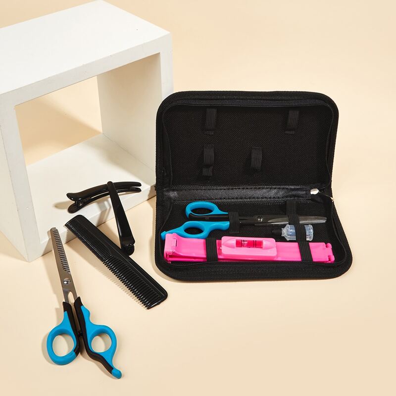 

7pcs Multifunction Pet Grooming Tool Set & 1pc Storage Bag, Blue
