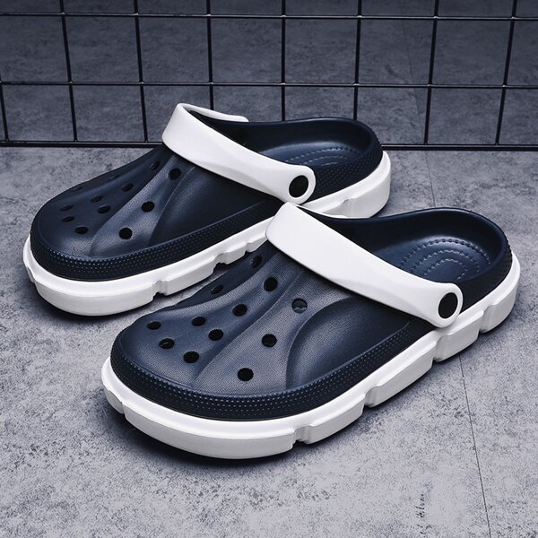 

Men Hollow Out Slingback Vented Clogs, Navy blue