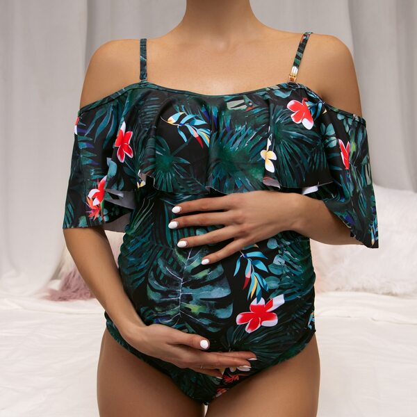 

Maternity Floral & Tropical Flounce One Piece Swimsuit, Multicolor
