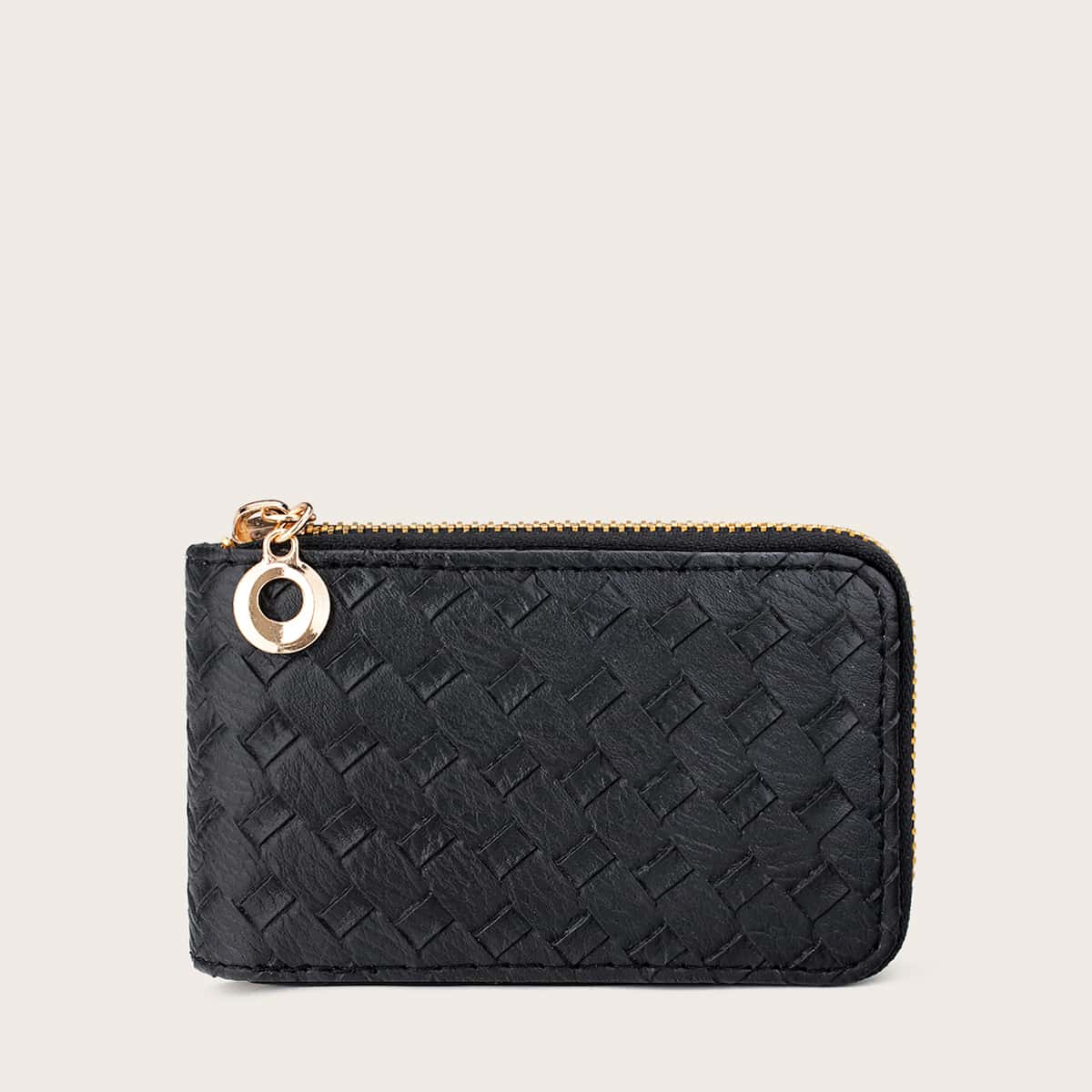 

Braided Zip Around Card Holder, Black