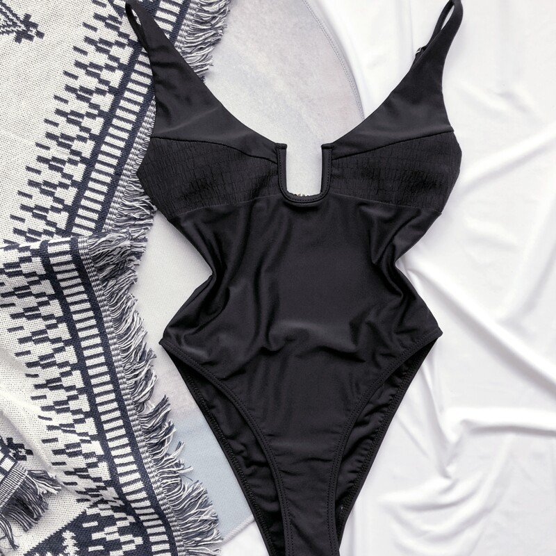 

U Wired One Piece Swimsuit, Black