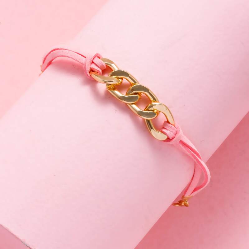 

Chain Insert Rope Bracelet, Pink