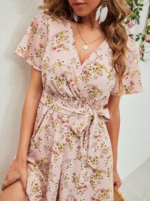 Ditsy Floral Print Belted Dress - Multicolor - View 5