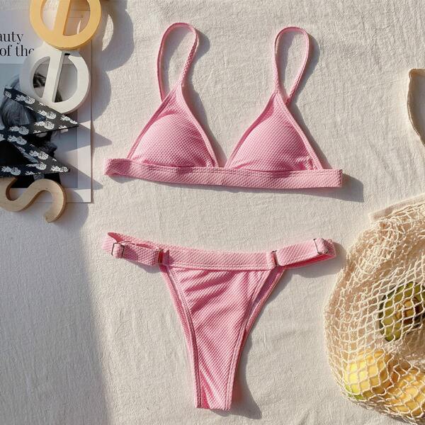 

Triangle Thong Bikini Swimsuit, Baby pink