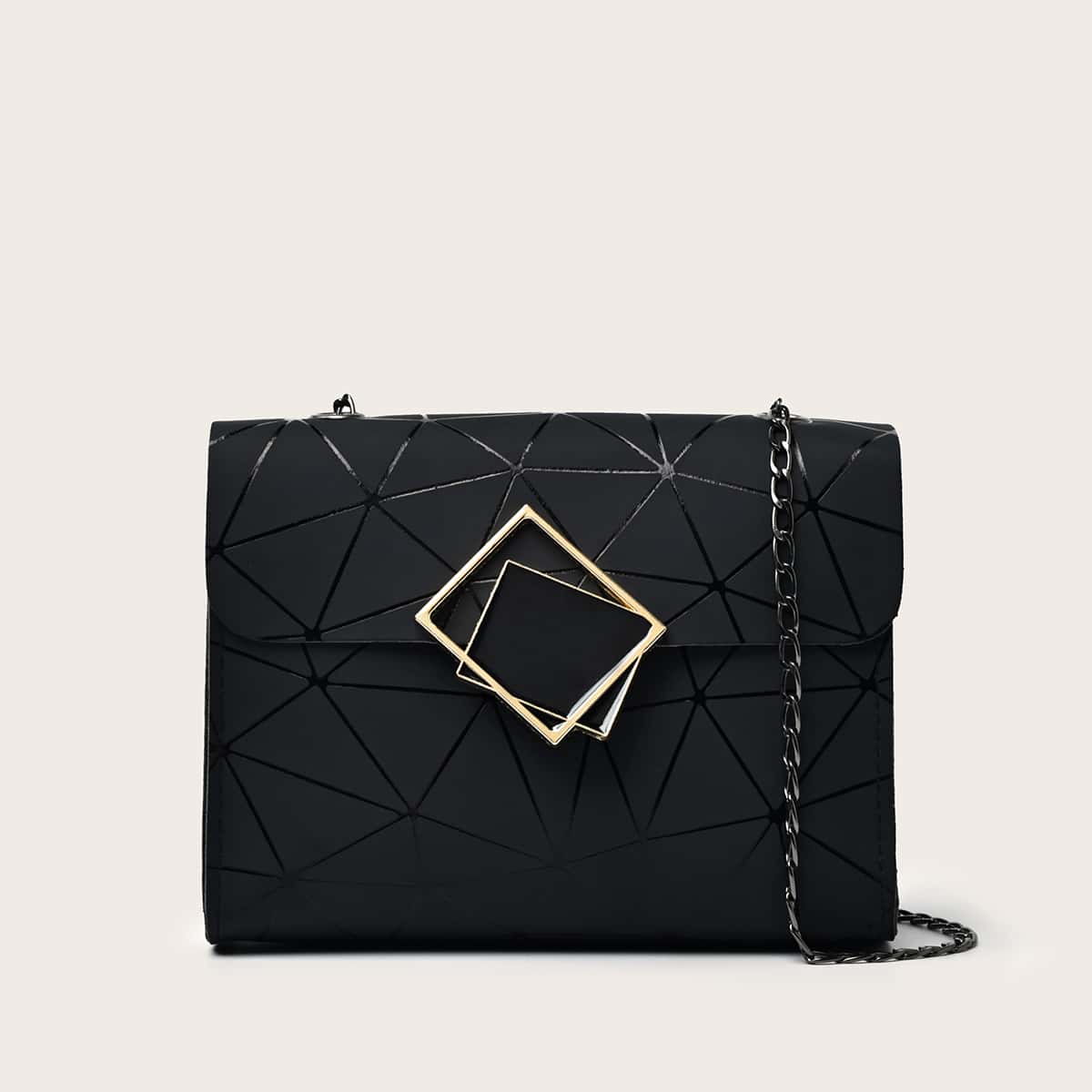 

Geometric Line Chain Bag, Black