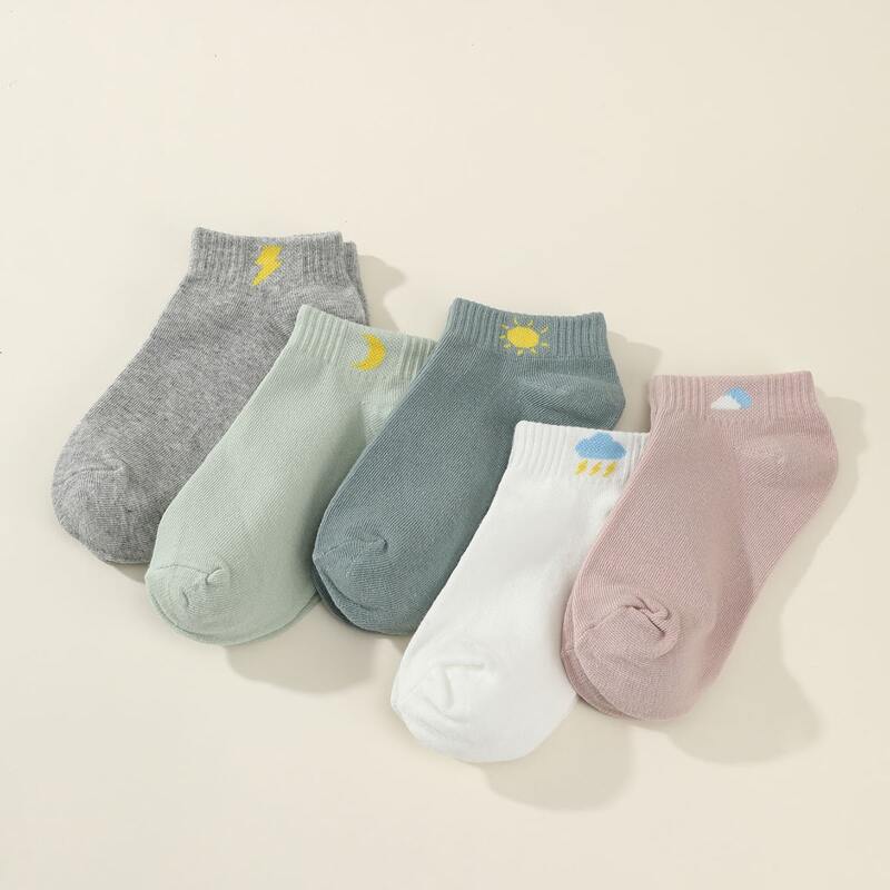 

5pairs Cartoon Ankle Socks, Multicolor