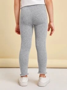 SHEIN Young Girl Rabbit Embroidery Lettuce Trim Leggings Summer Holiday