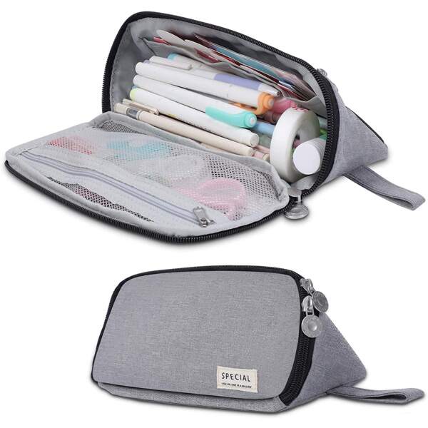 

1pc Minimalist Pencil Bag, Grey