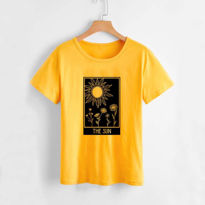 

Flower & Sun Graphic Tee, Mustard yellow