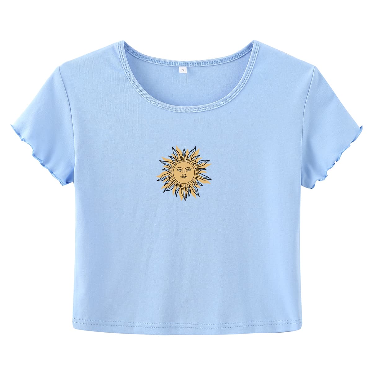 

Sun Graphic Crop Tee, Baby blue