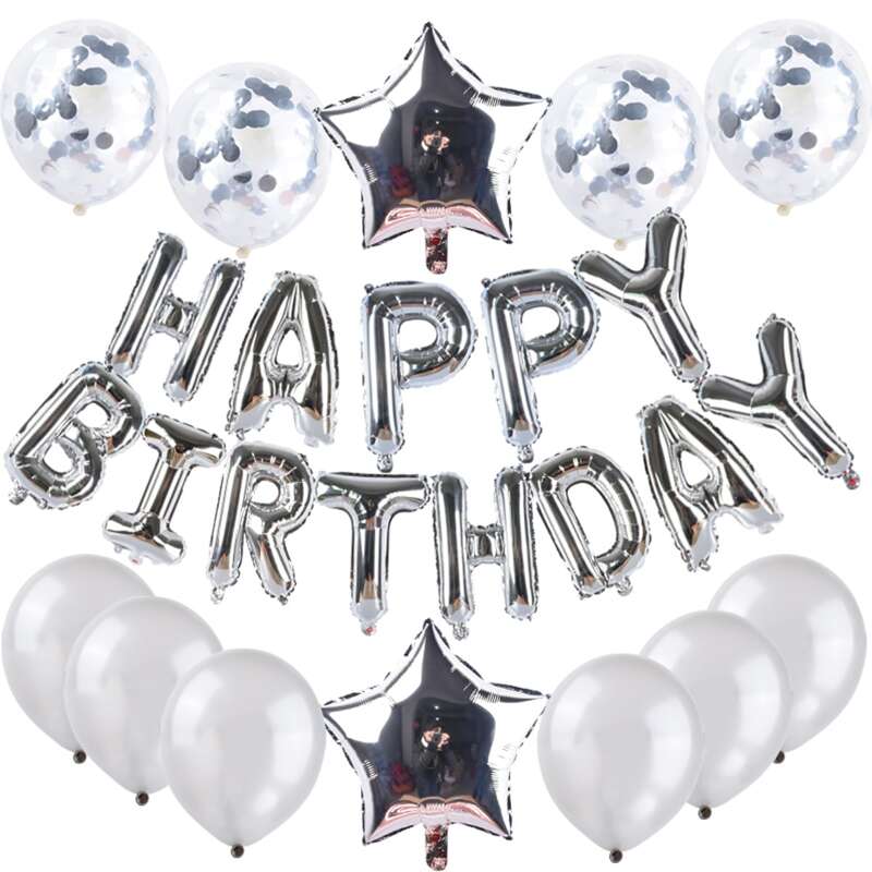 

25pcs Birthday Party Decorative Balloon Set, Silver