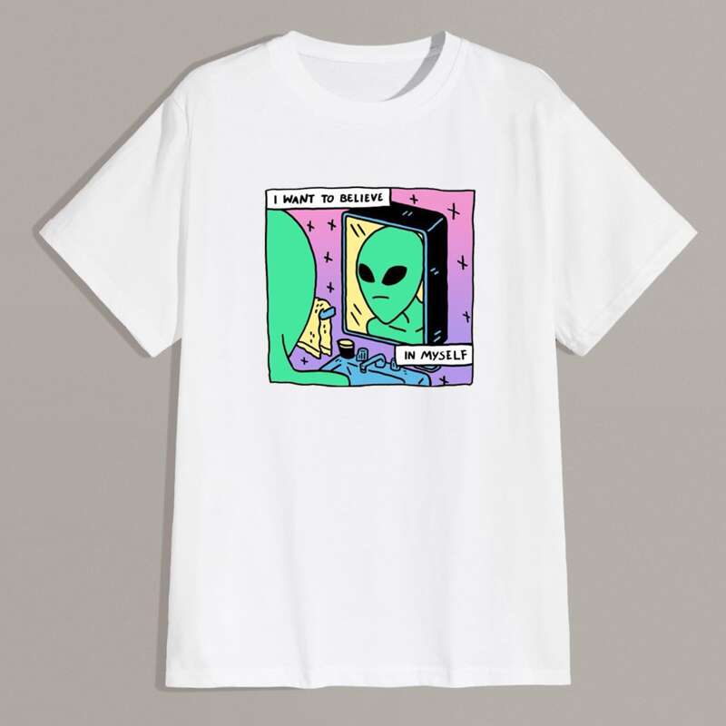 

Guys Letter Alien Graphic Tee, White