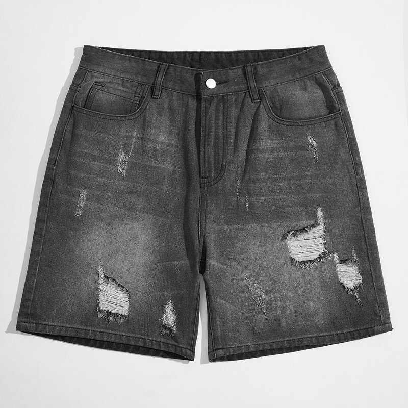 

Guys Ripped Denim Shorts, Dark grey