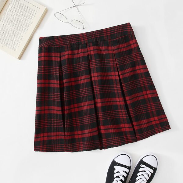 

Plus Tartan Pleated Skirt, Multicolor