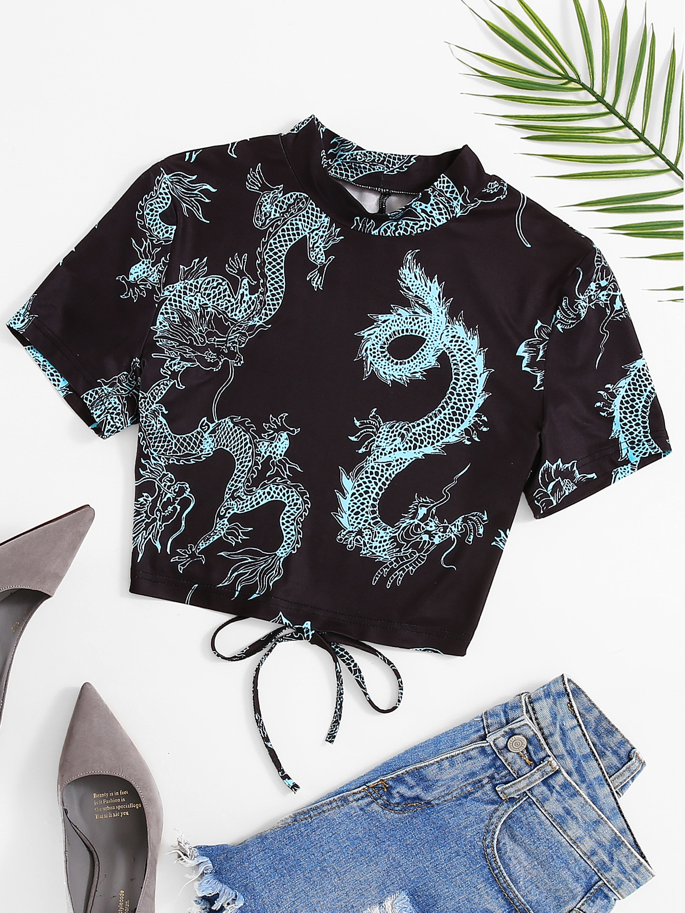 Chinese Dragon Print Backless Tee | SHEIN USA