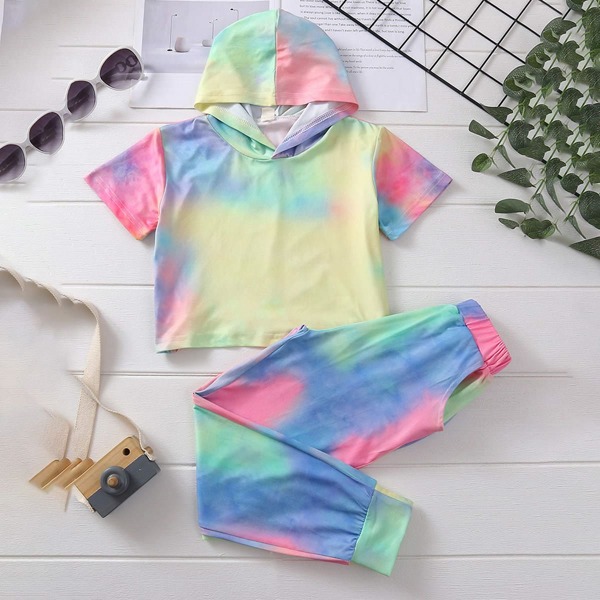 

Girls Tie Dye Hooded Tee & Sweatpants, Multicolor