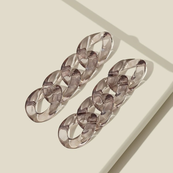 

Clear Chain Design Earrings, Grey clear
