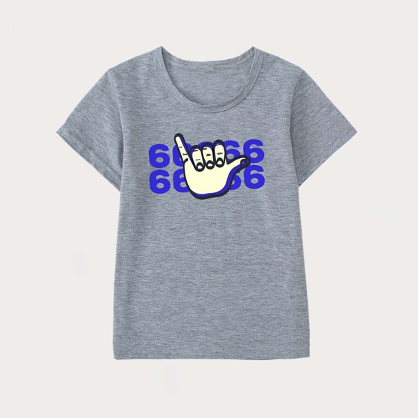 

Toddler Boys Gesture And Number Graphic Tee, Grey