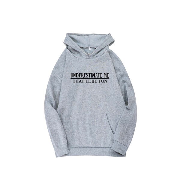 

Slogan Graphic Drawstring Thermal Hoodie, Grey