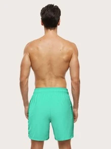 Manfinity KASUA Men Drawstring Waist Swim Trunks,Hawaiian - Mint Green - View 2