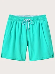 Manfinity KASUA Men Drawstring Waist Swim Trunks,Hawaiian - Mint Green - View 4