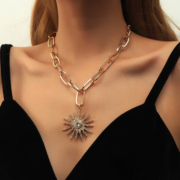 

Sun Charm Necklace, Gold